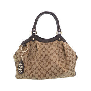 Gucci Sukey Tote bag GG monogram canvas leather trim Brown